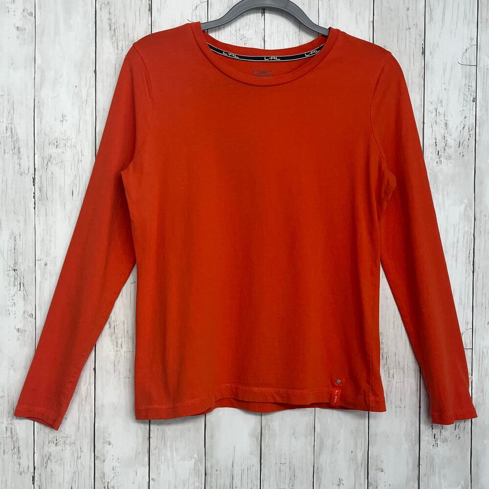 Lauren Ralph Lauren Orange Long Sleeve Cotton Basic Plain Halloween Shirt Large